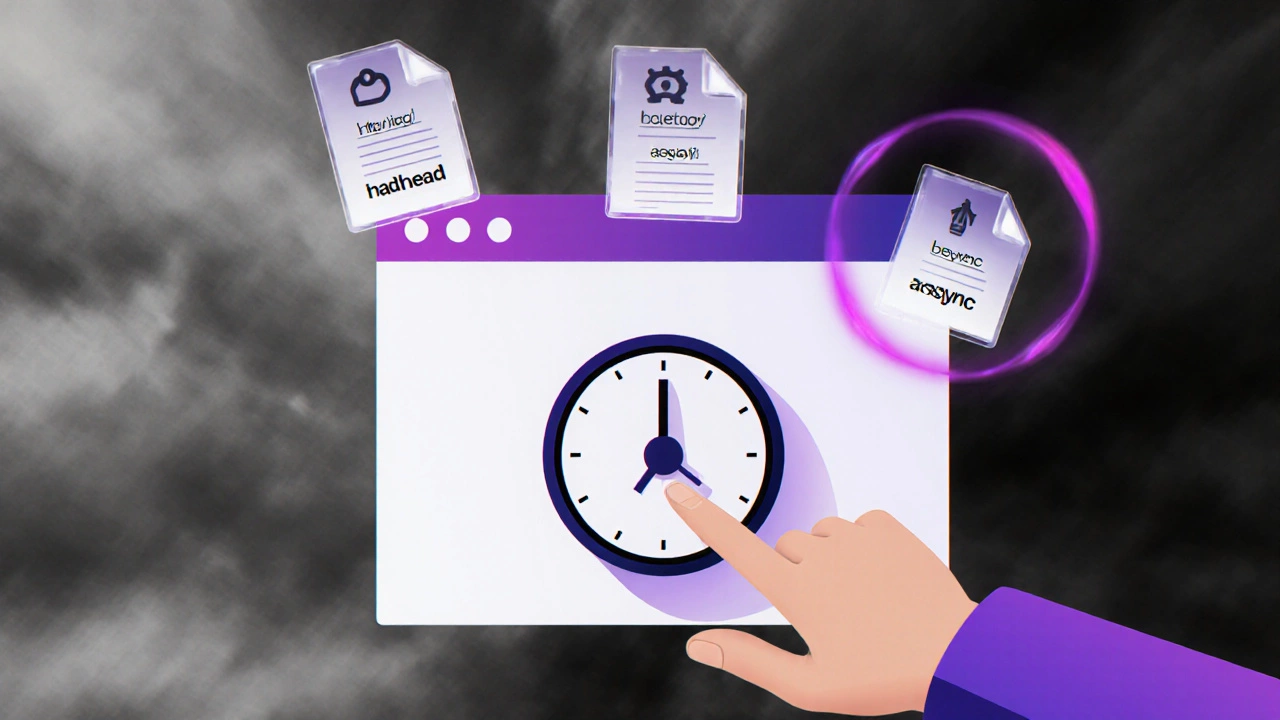 Пользователь нажимает кнопку, пока скрипты загружаются по-разному: один блокирует, другой — нет.