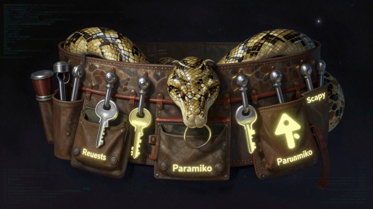 Киберинструменты в виде ключей и червей, оформленные как инструменты на ремне в форме питона.