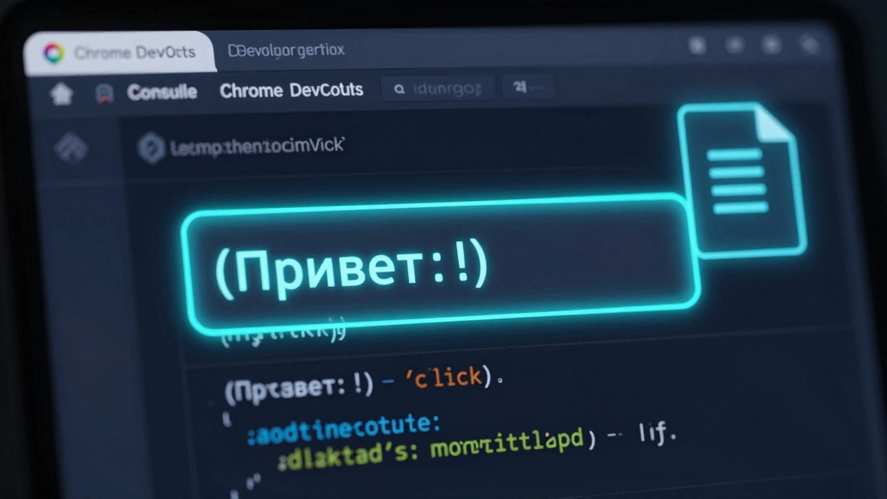 Разработчик вводит команду в консоли браузера, и появляется всплывающее окно.