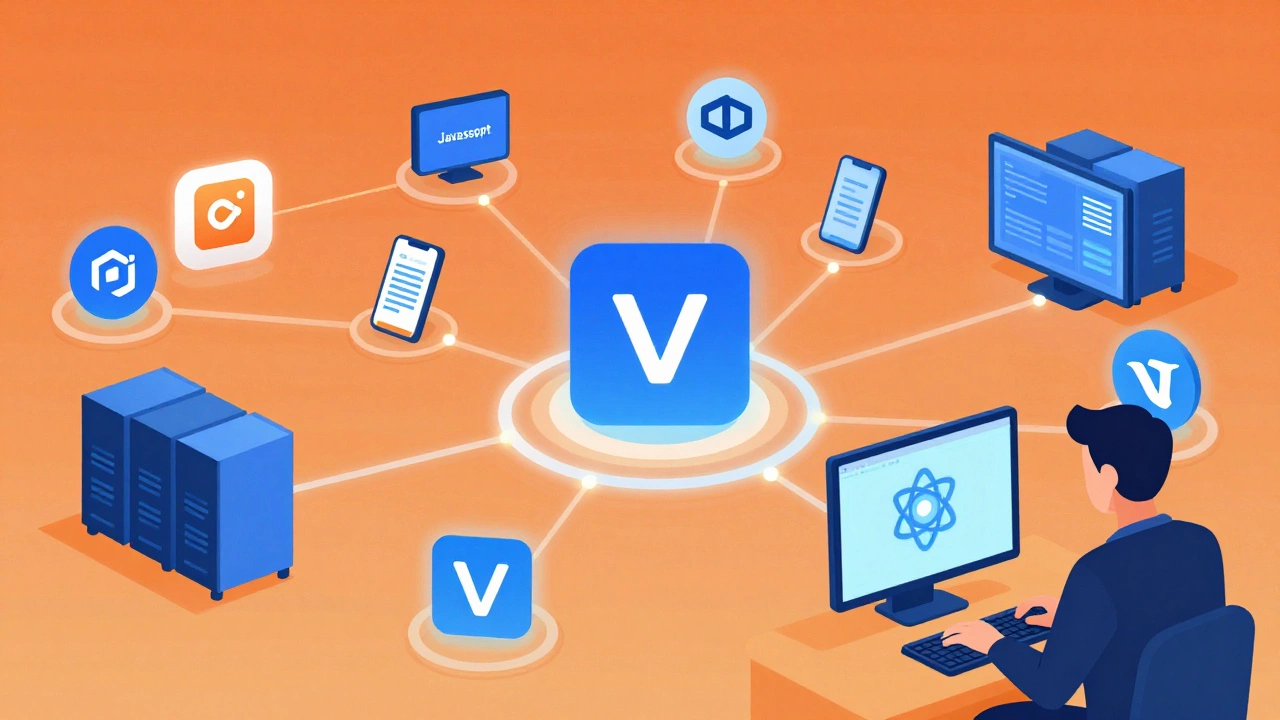 Сеть изображений JavaScript и TypeScript, соединяющих веб-браузеры и серверы в цифровом пространстве.