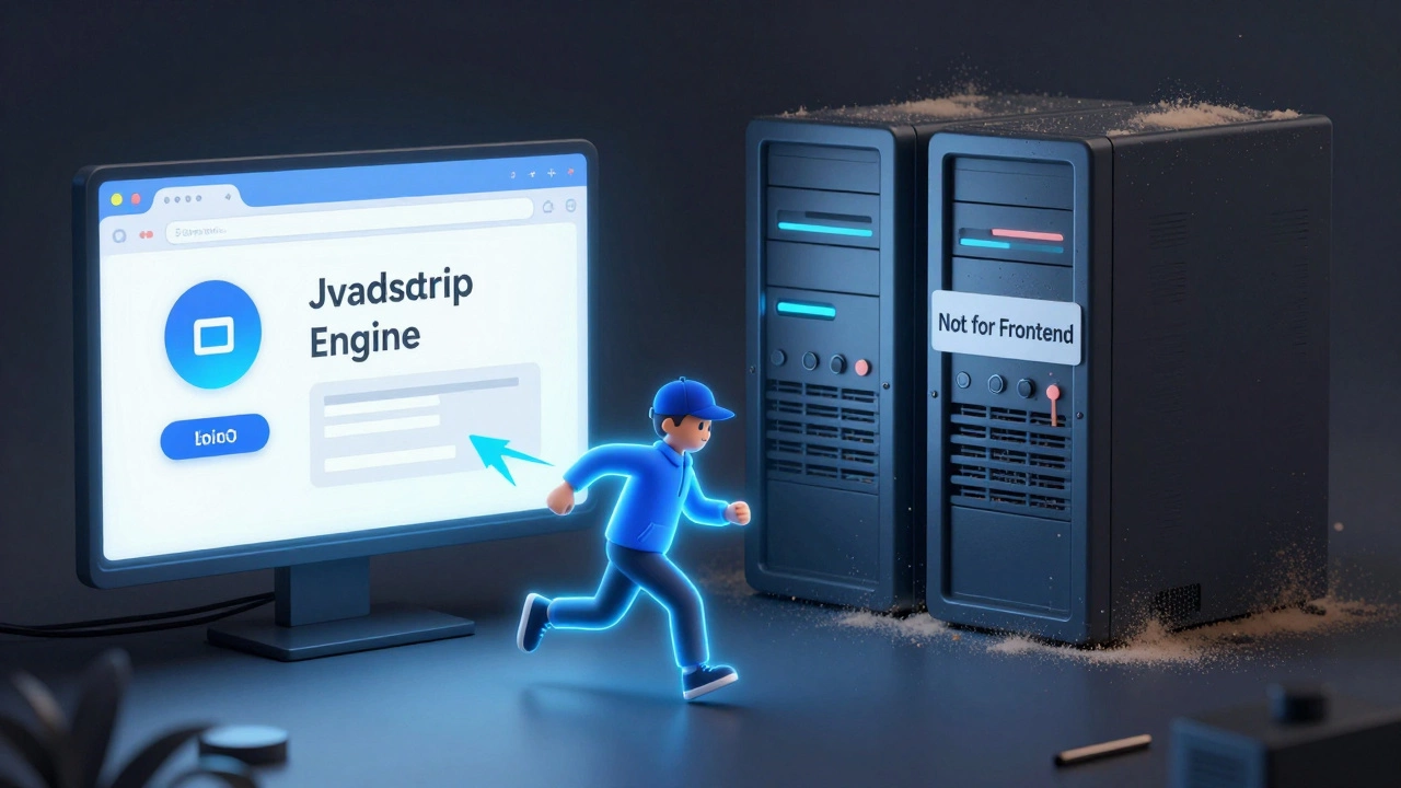 JavaScript как курьер, доставляющий интерактивность в браузер, а Java стоит в стороне, неиспользуемая.