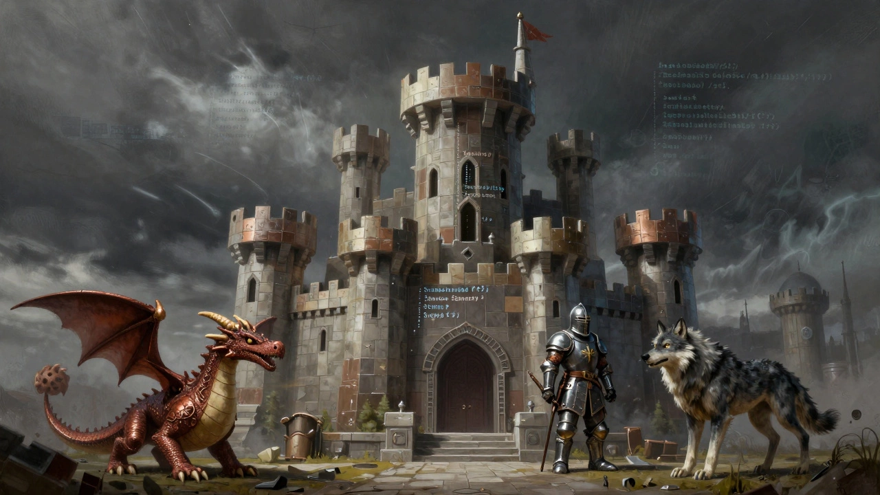 Замок из кода Java и C# защищает стабильность в мире технологий.