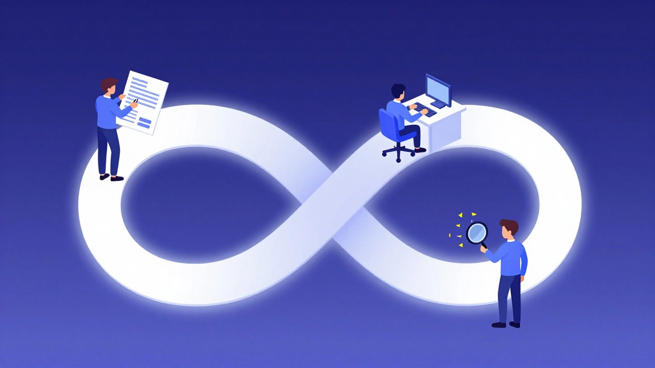 Цикл разработки ПО с участием аналитика, дизайнера, программиста и тестировщика