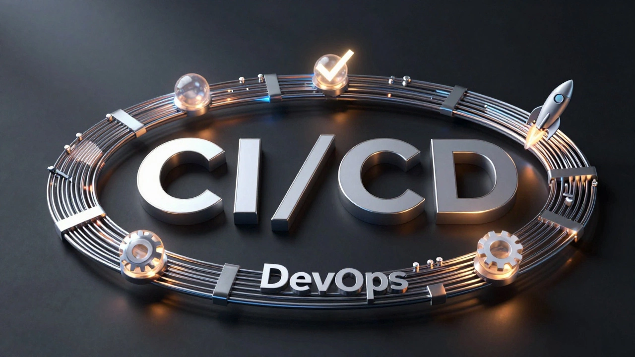 Футуристический символ бесконечности из микросхем, представляющий процесс CI/CD и DevOps