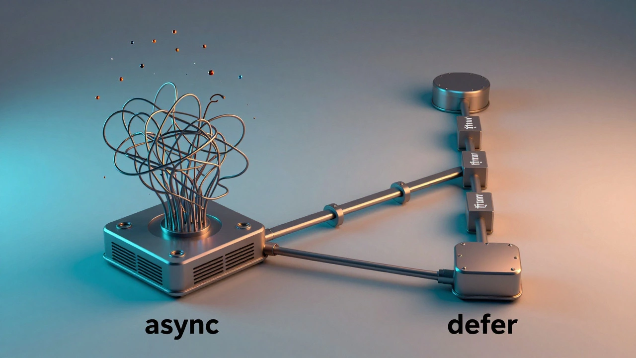 3D-визуализация разницы между атрибутами async и defer для скриптов