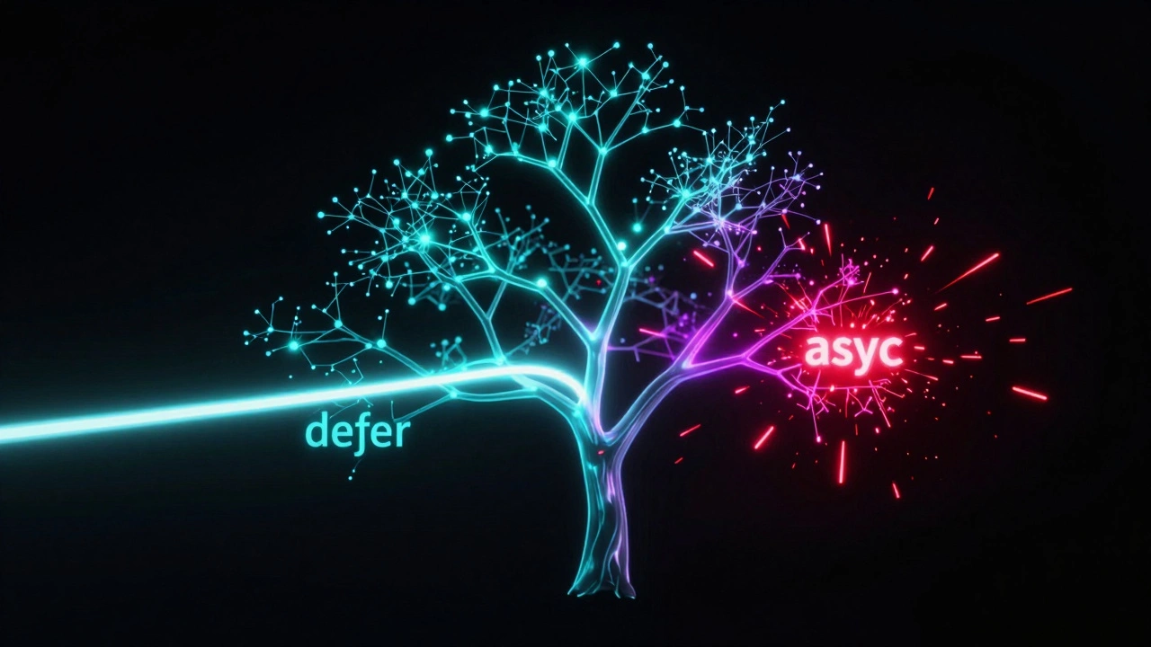 Абстрактная визуализация дерева DOM и потоков выполнения скриптов defer и async